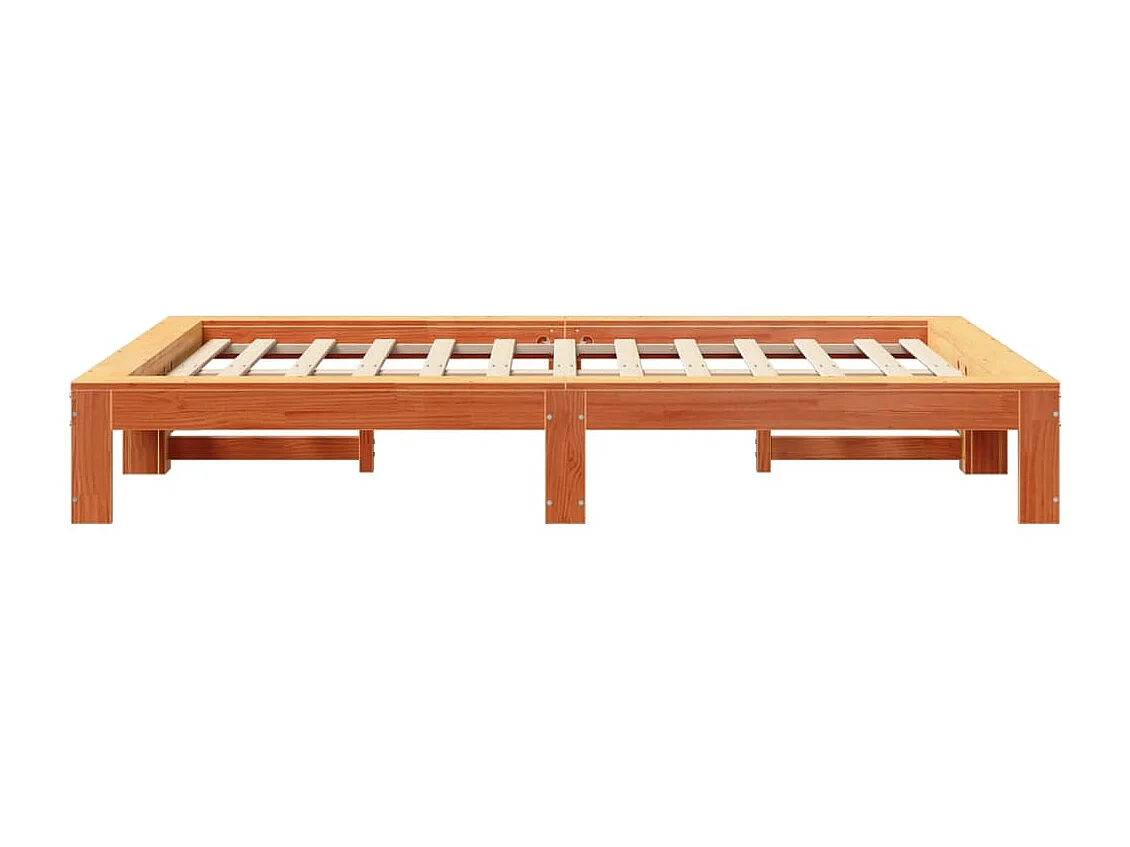 Cama sin colchón madera maciza de pino marrón cera 120x200 cm