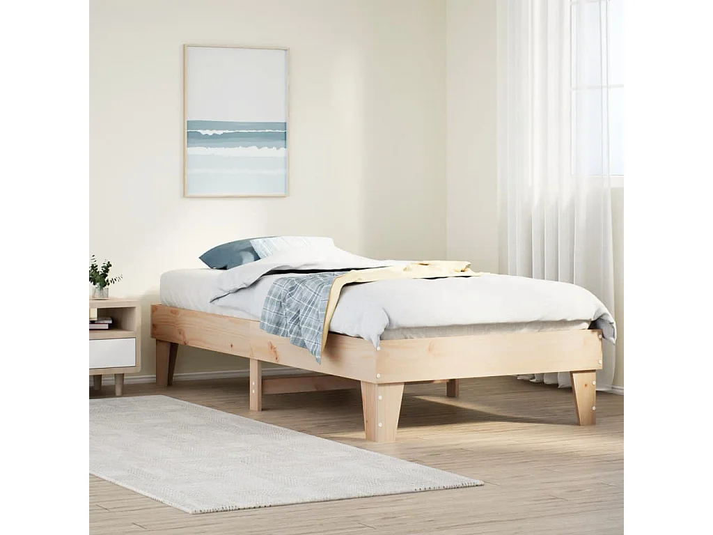 Estructura de cama sin colchón madera maciza de pino 90x190 cm
