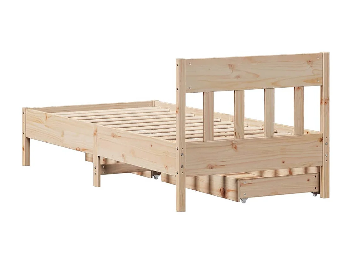 Estructura de cama sin colchón madera maciza de pino 90x200 cm