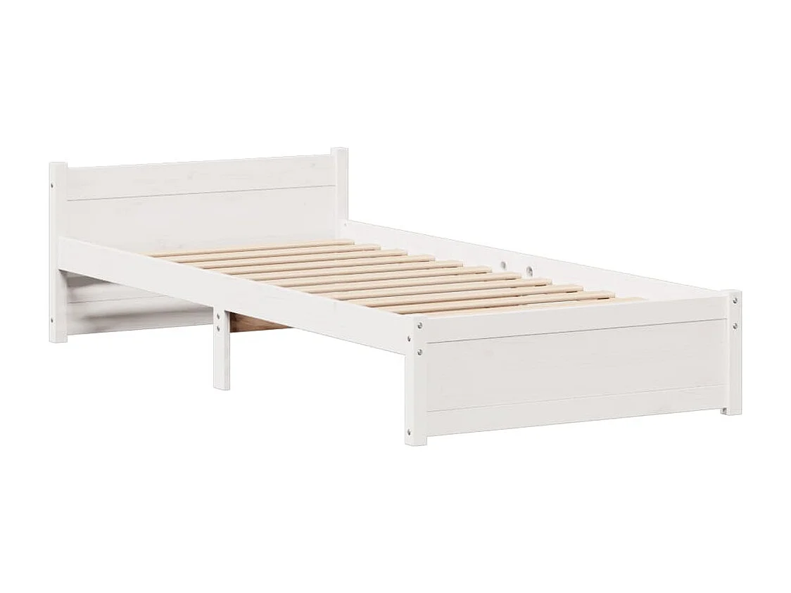Estructura de cama sin colchón madera maciza blanca 75x190 cm