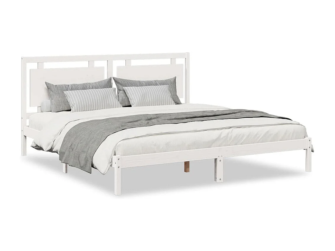 Cama extralarga sin colchón madera maciza blanca 200x210 cm