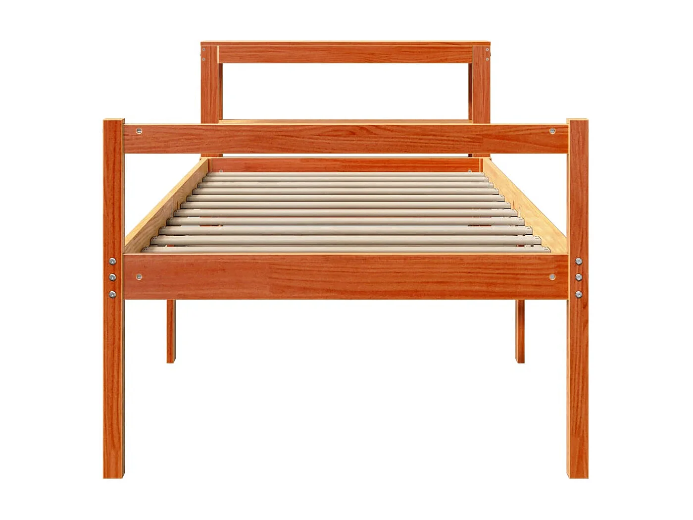 Estructura cama con cabecero madera pino marrón cera 90x190 cm