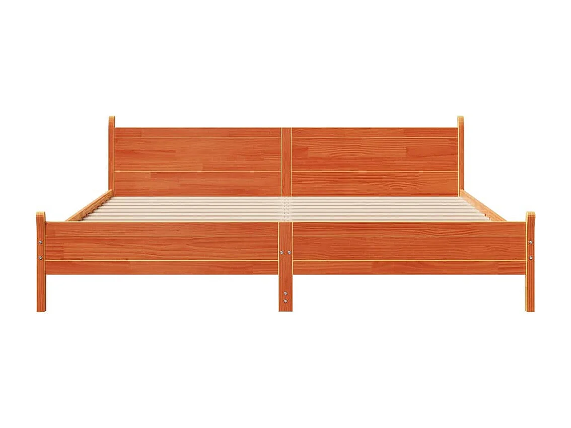 Cama sin colchón madera maciza de pino marrón cera 180x200 cm