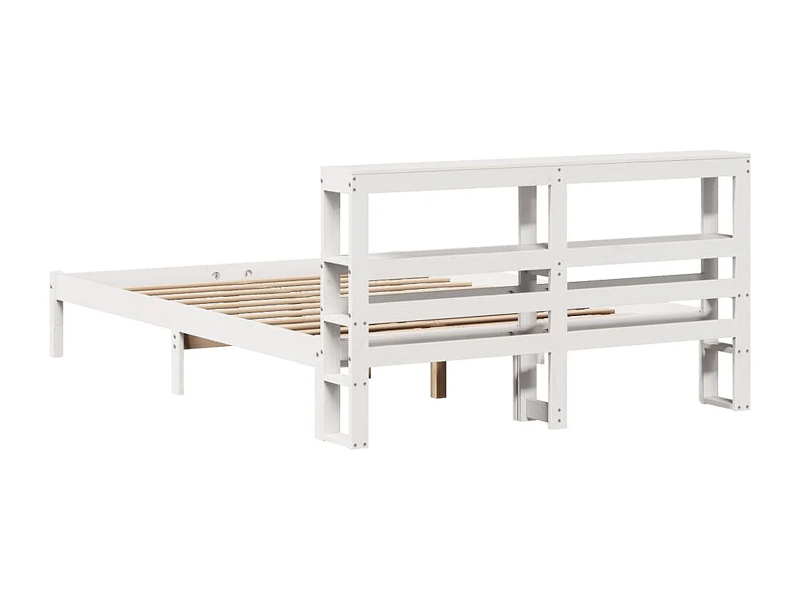 Cama sem colchão 160x200 cm madeira de pinho maciça branco