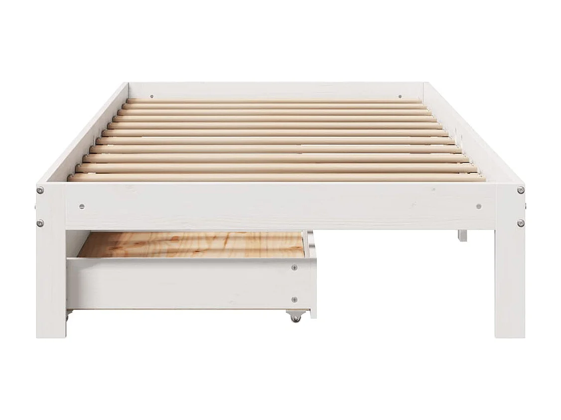 Cadre de lit avec tiroirs blanc 90x190 cm bois pin massif