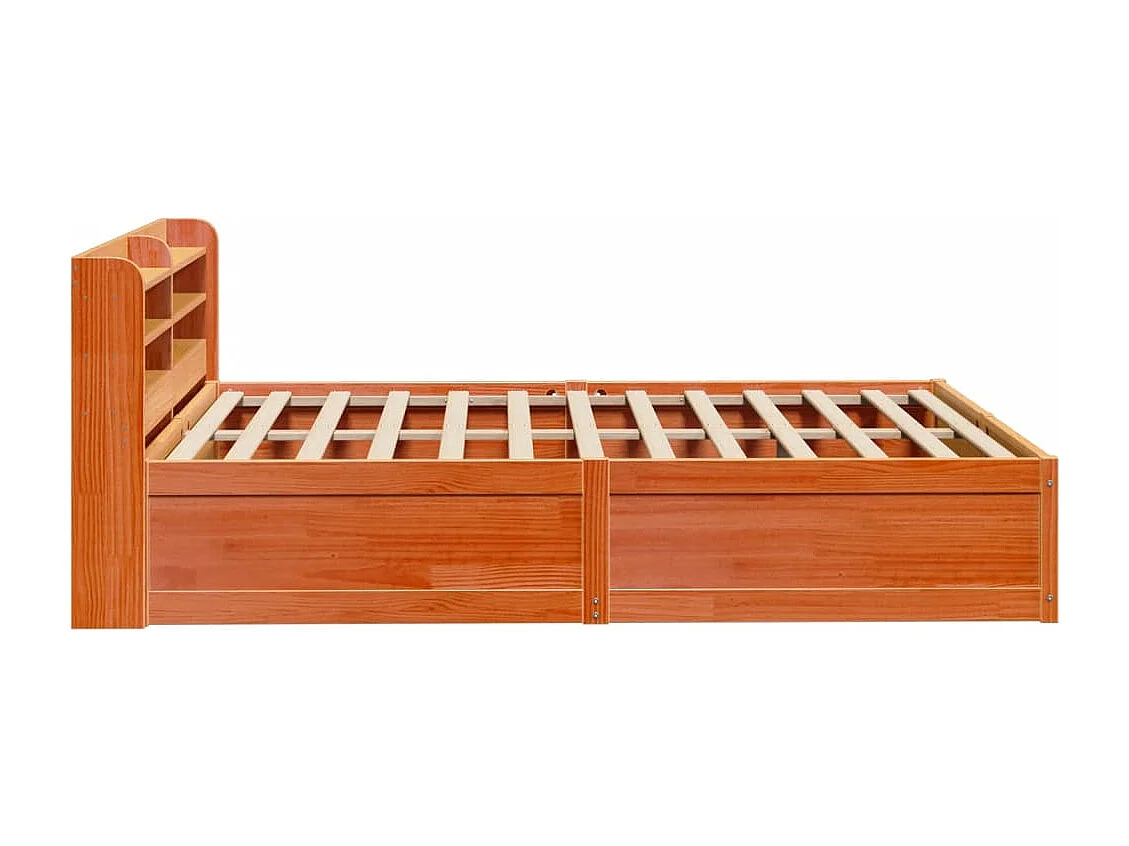 Estructura cama con cabecero madera pino marrón cera 120x190 cm