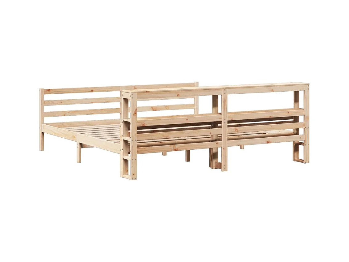 Estrutura de cama com cabeceira 200x200 cm pinho maciço