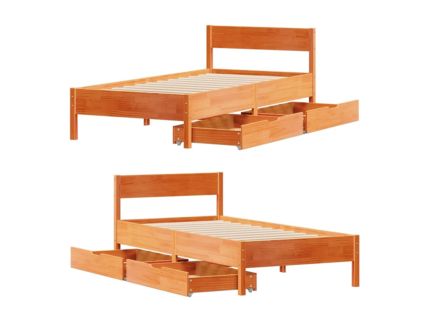 Cama sem colchão 100x200 cm pinho maciço castanho-mel