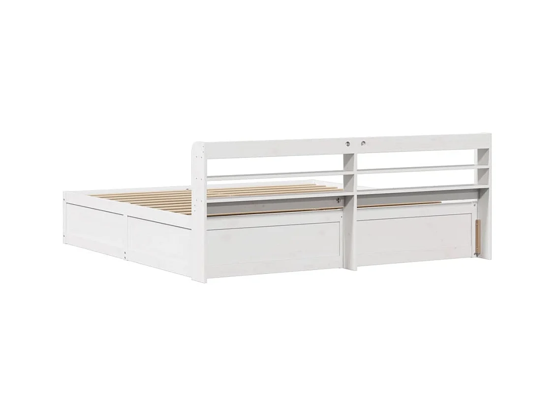 Cadre de lit et tête de lit blanc 200x200 cm bois de pin massif