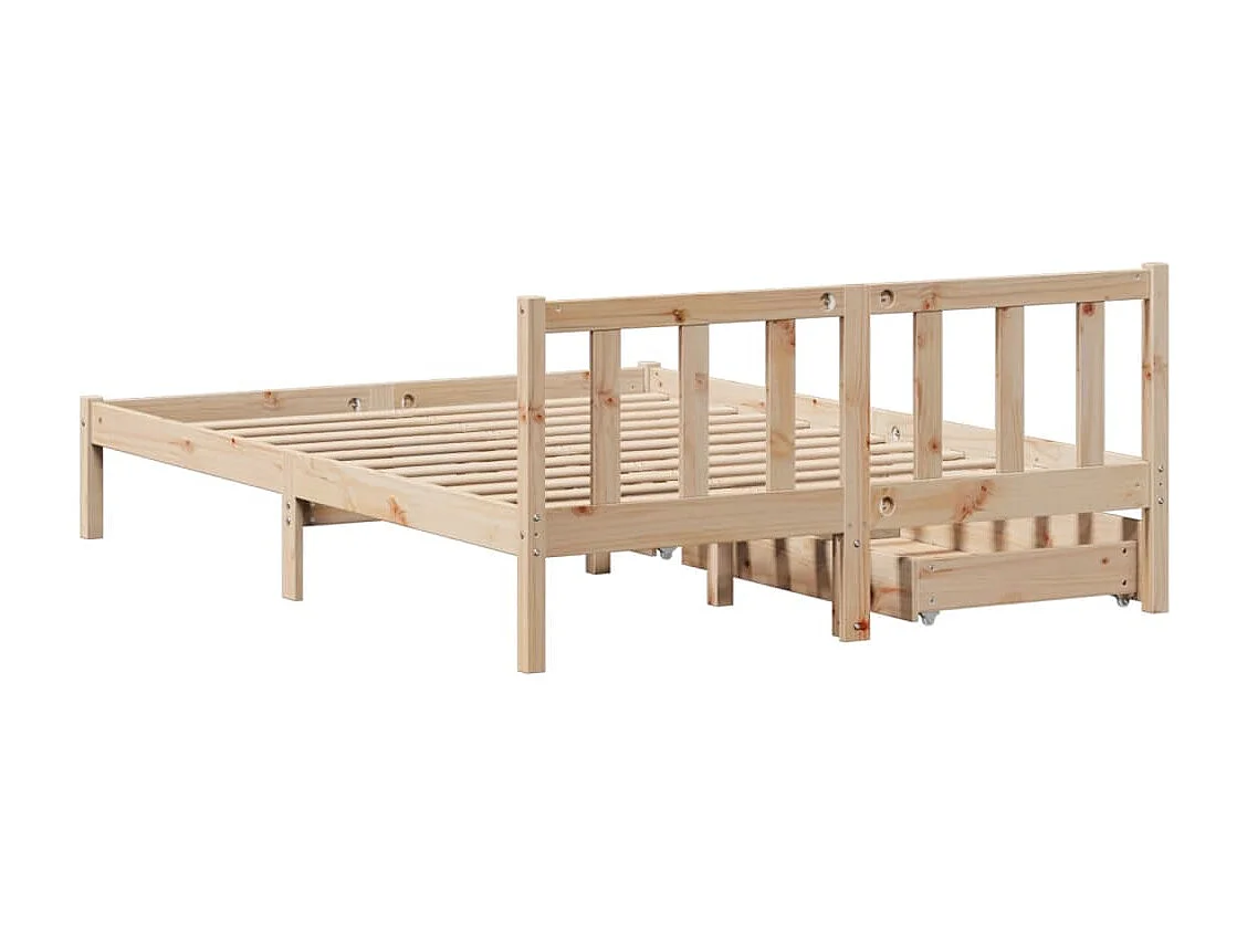 Estructura de cama sin colchón madera maciza de pino 135x190 cm