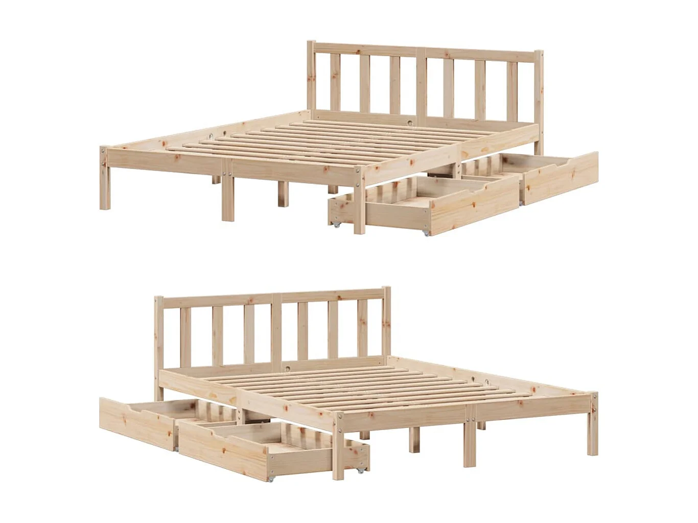 Estructura de cama sin colchón madera maciza de pino 135x190 cm