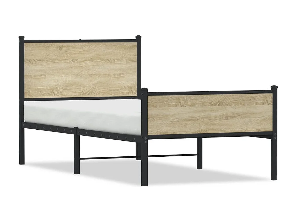 Estructura de cama sin colchón metal roble Sonoma 90x200 cm