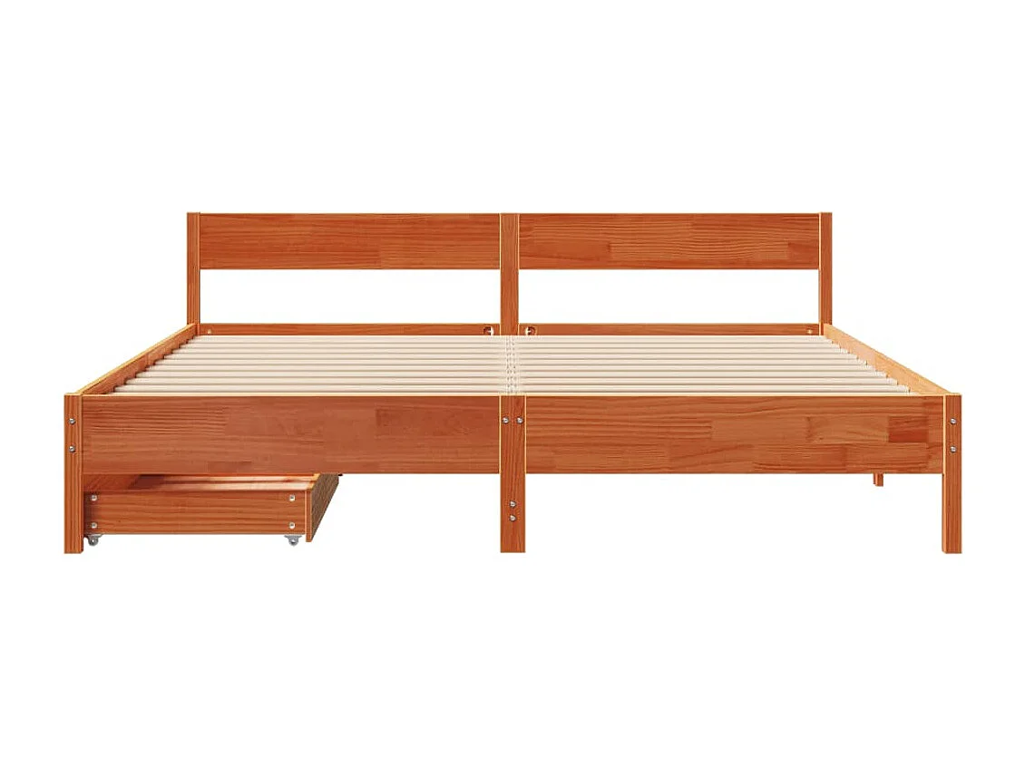 Cama sem colchão 200x200 cm pinho maciço castanho-mel