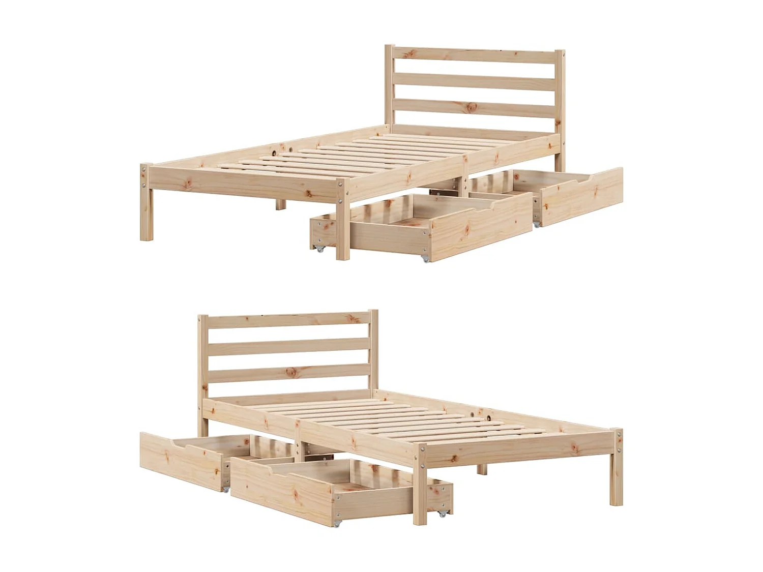 Estructura de cama sin colchón madera maciza pino 75x190 cm