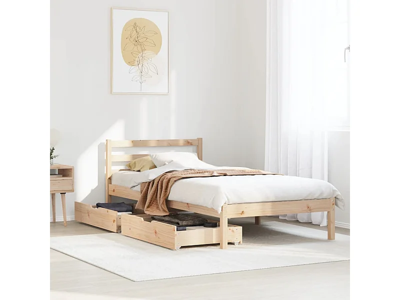 Estructura de cama sin colchón madera maciza pino 75x190 cm