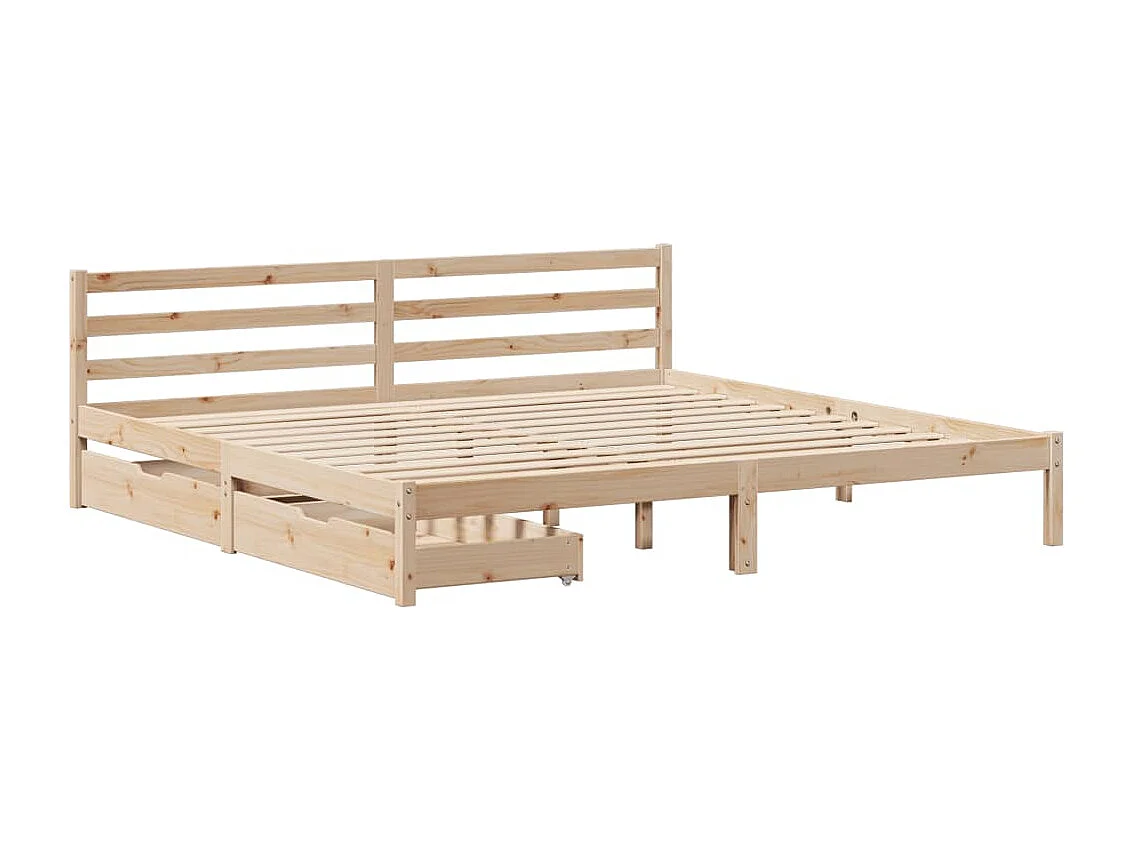 Estructura de cama sin colchón madera maciza de pino 180x200 cm