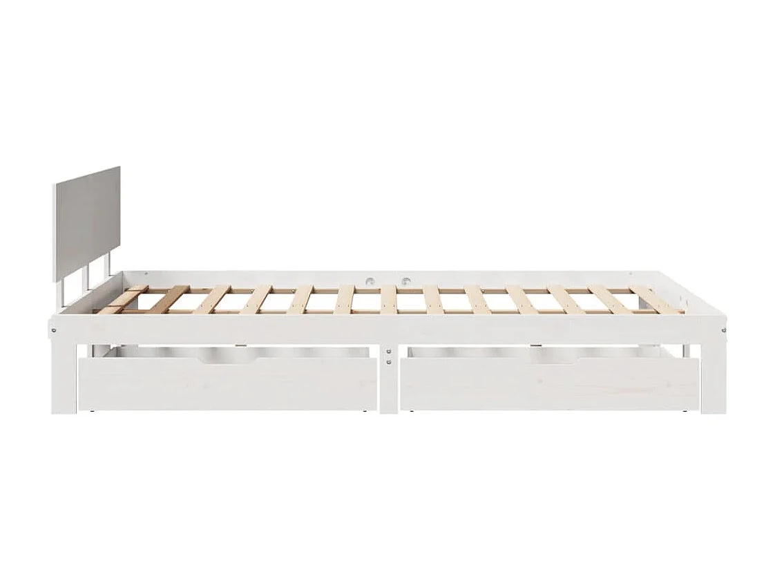 Estructura de cama con cajones madera de pino blanca 160x200 cm