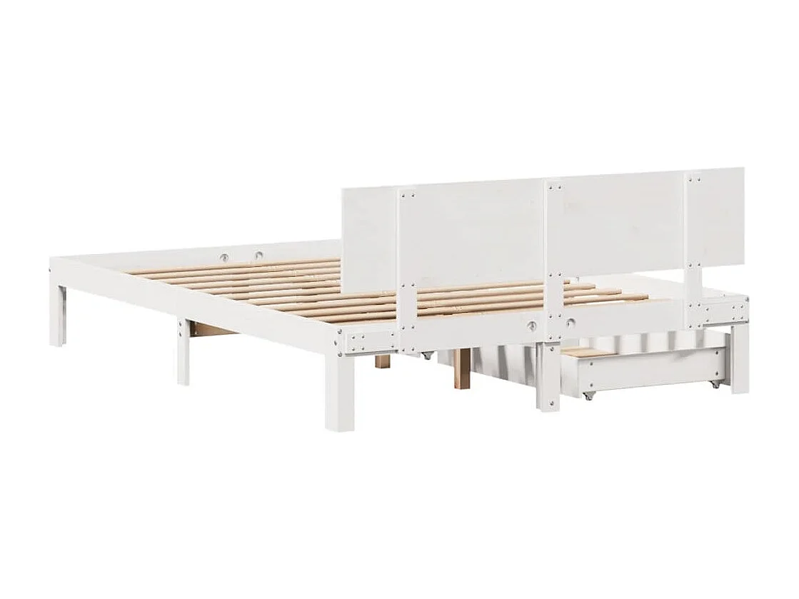 Estructura de cama con cajones madera de pino blanca 160x200 cm