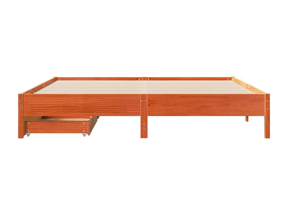 Cadre de lit sans matelas cire marron 200x200cm bois pin massif
