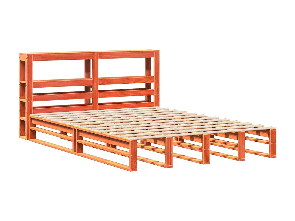 Cadre de lit sans matelas cire marron 150x200cm bois pin massif