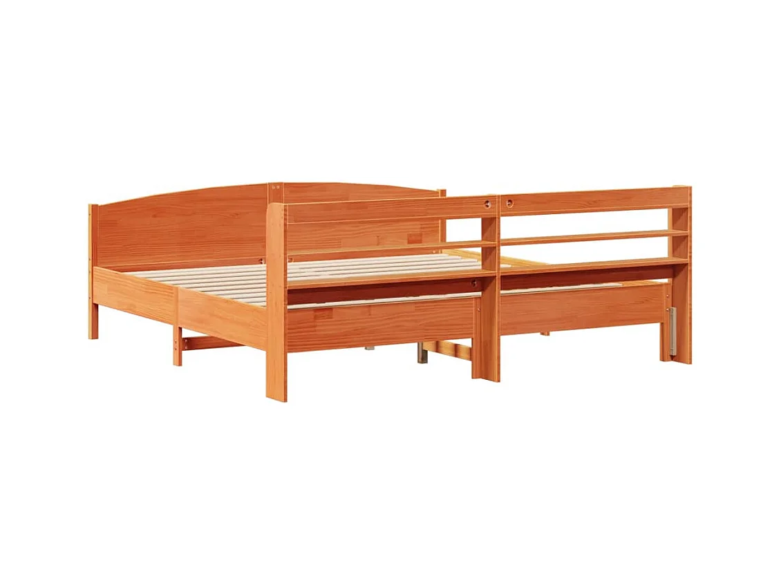 Cadre de lit sans matelas cire marron 180x200cm bois pin massif