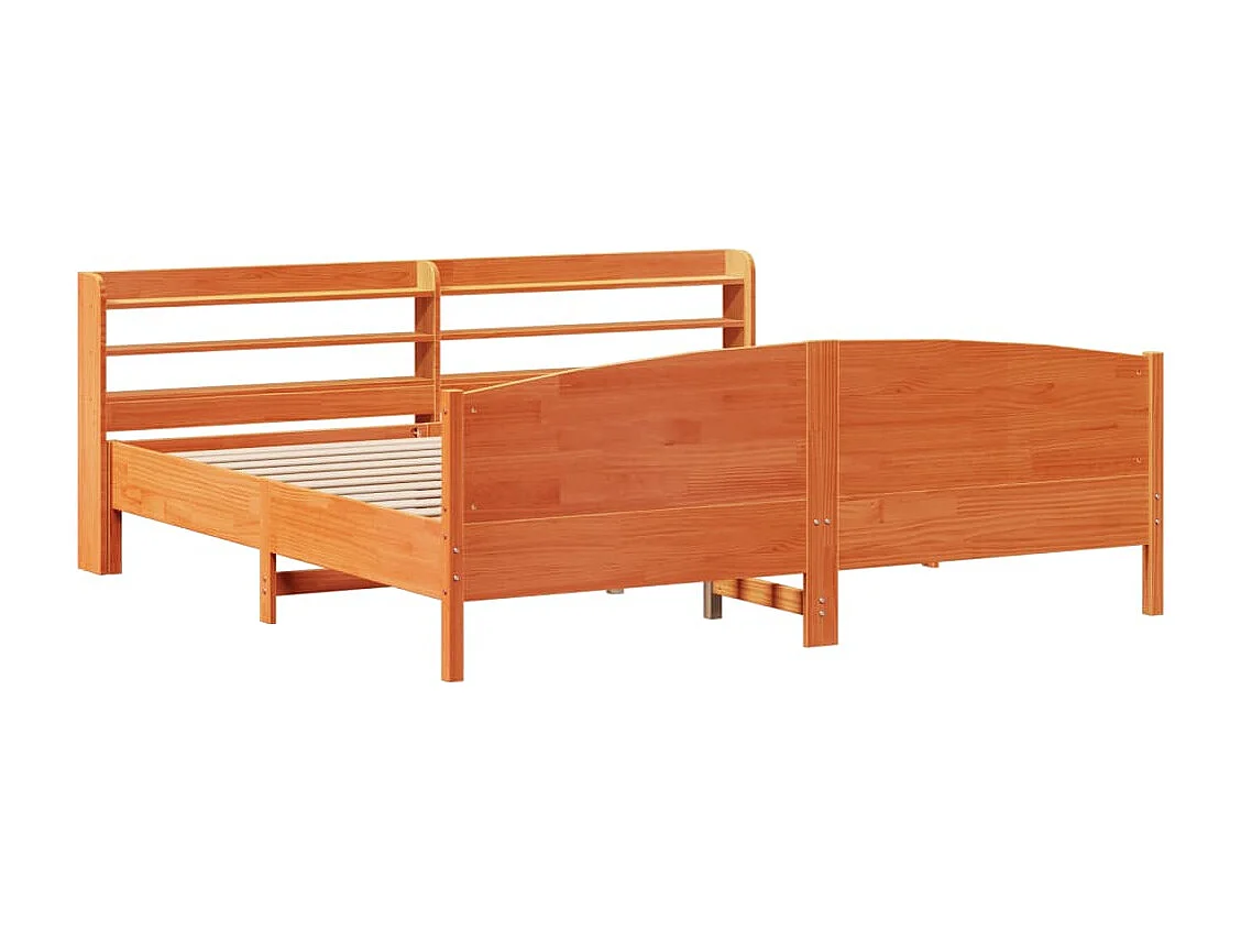 Cama sin colchón madera maciza de pino marrón cera 180x200 cm