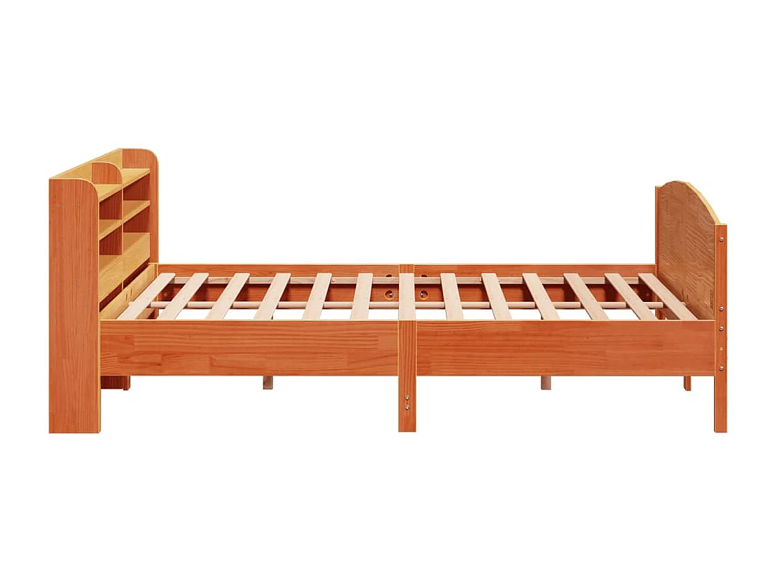 Cama sin colchón madera maciza de pino marrón cera 180x200 cm