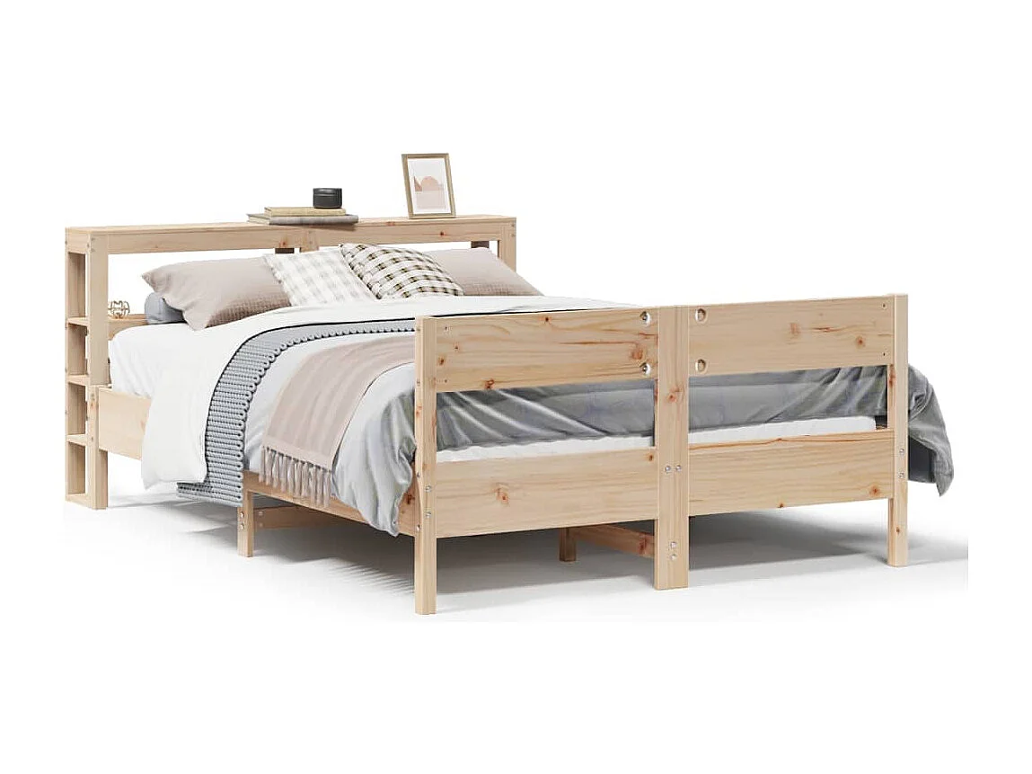 Estructura de cama sin colchón madera maciza de pino 120x190 cm