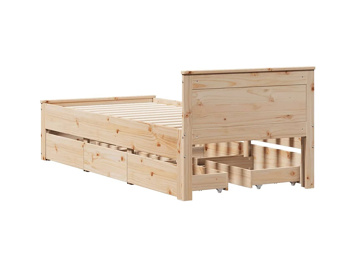 Cadre de lit sans matelas avec tête de lit 90x200cm bois de pin
