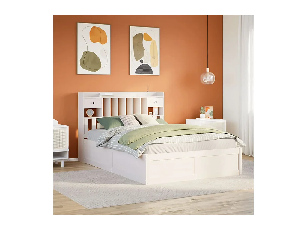 Cadre de lit sans matelas blanc 160x200 cm bois de pin massif
