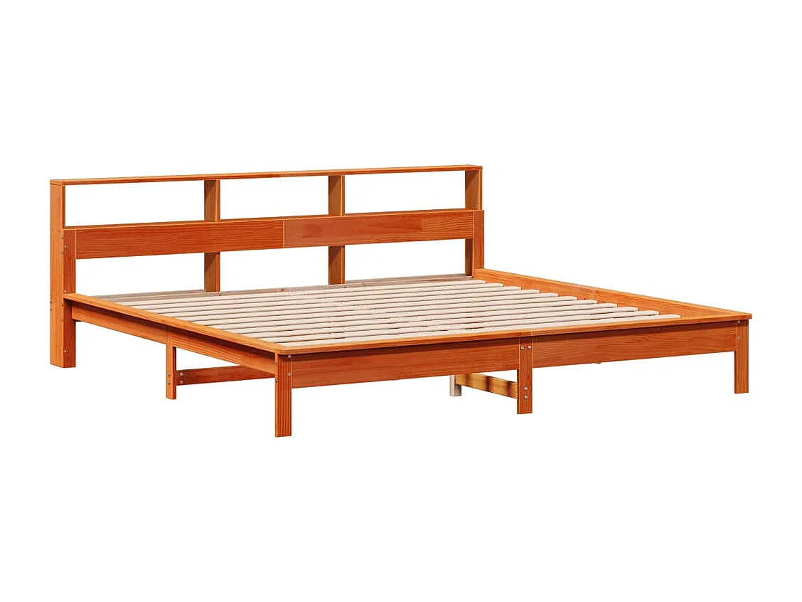 Cama sin colchón madera maciza de pino marrón cera 200x200 cm