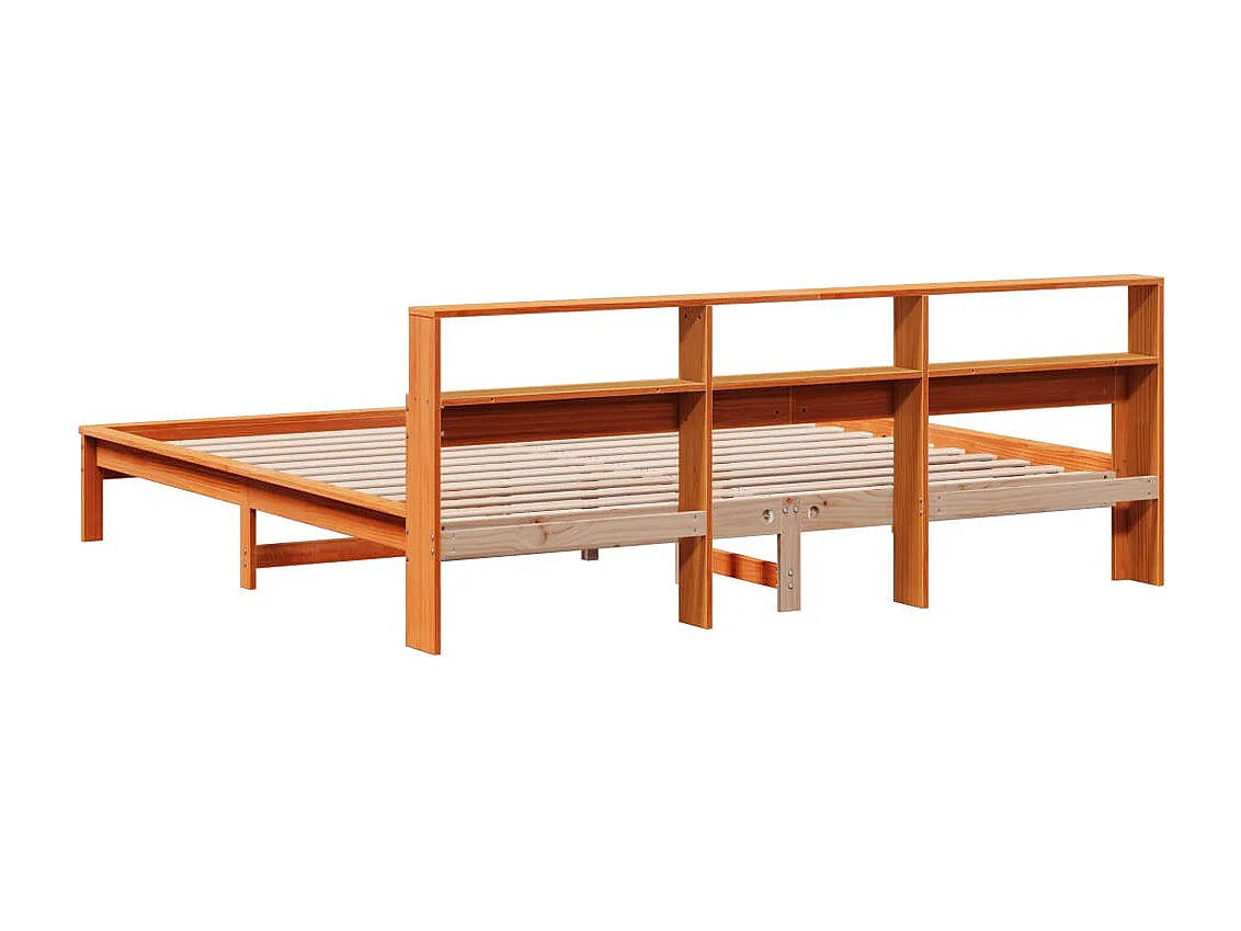 Cama sin colchón madera maciza de pino marrón cera 200x200 cm
