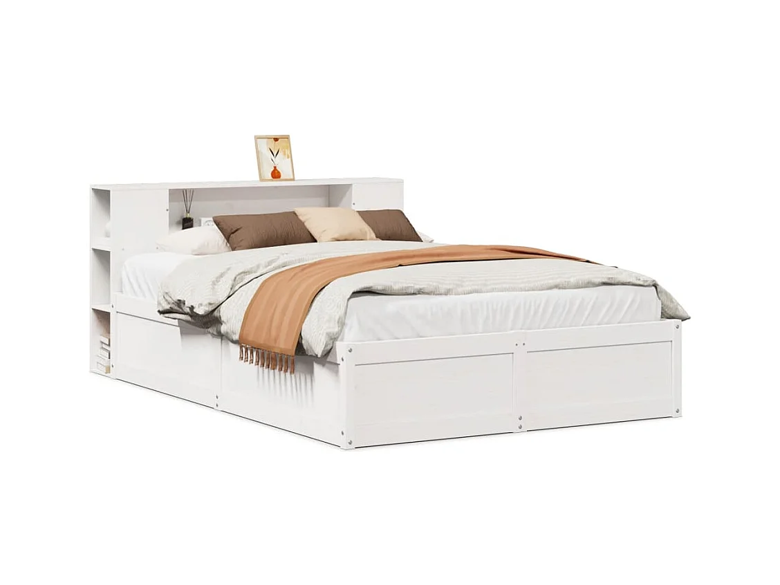 Cama sem colchão 140x190 cm madeira de pinho maciça branco
