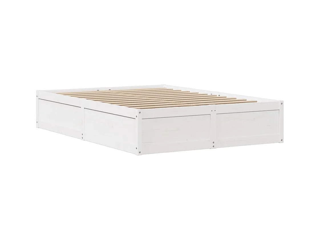 Cama sem colchão 140x190 cm madeira de pinho maciça branco