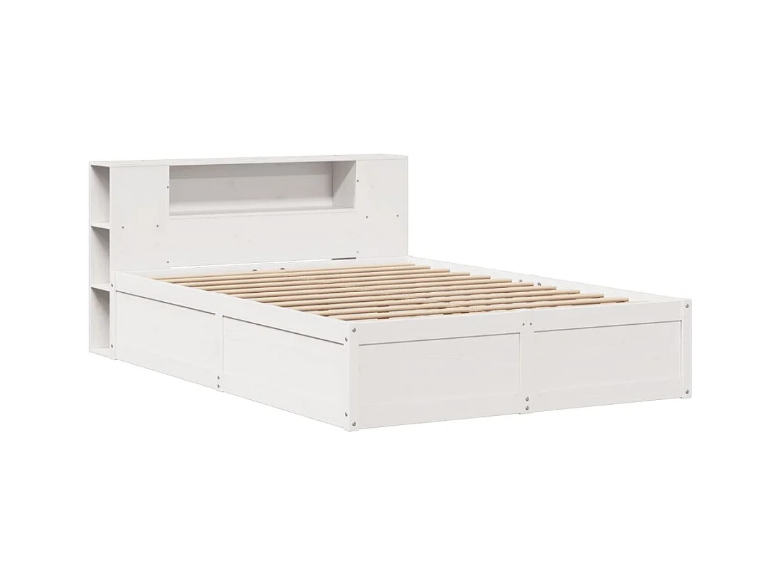 Cama sem colchão 140x190 cm madeira de pinho maciça branco