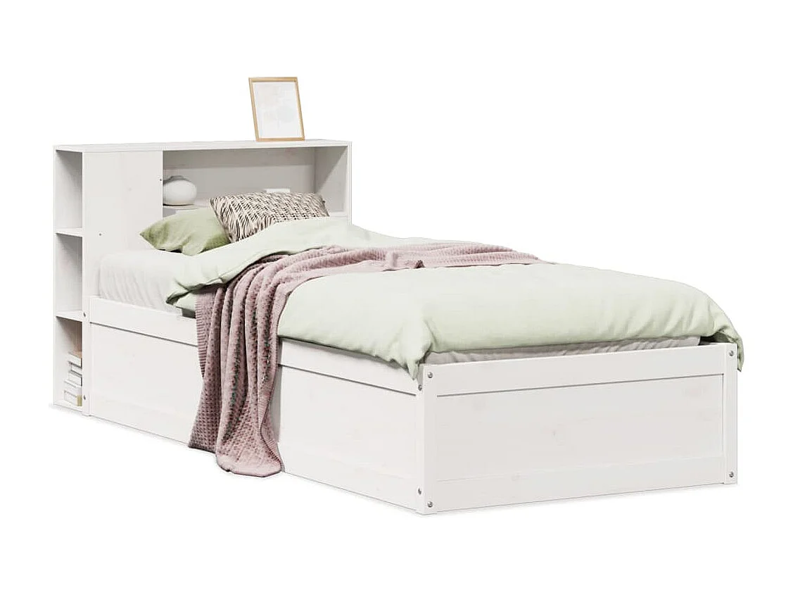 Estructura de cama sin colchón madera de pino blanca 90x200 cm