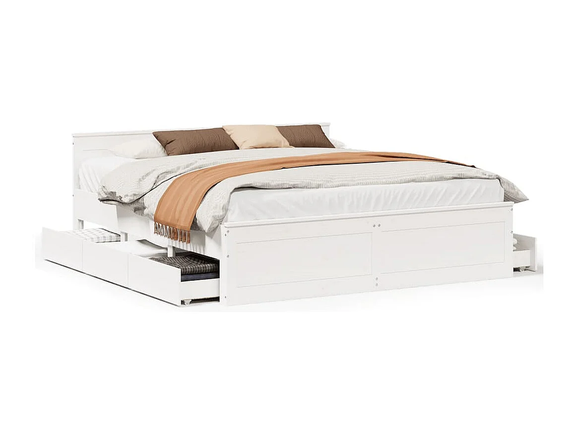 Cadre de lit sans matelas avec tête de lit 180x200 cm bois pin