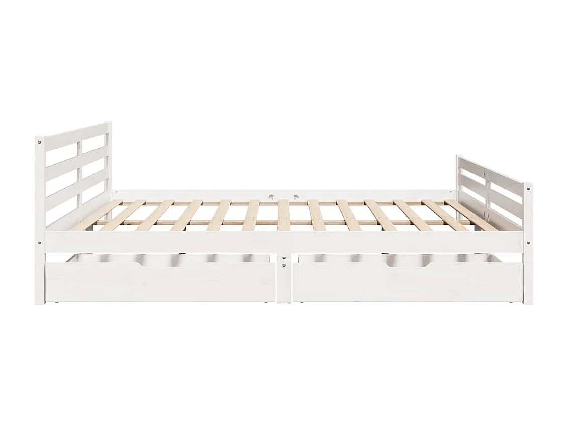 Cadre de lit sans matelas blanc 200x200 cm bois massif de pin