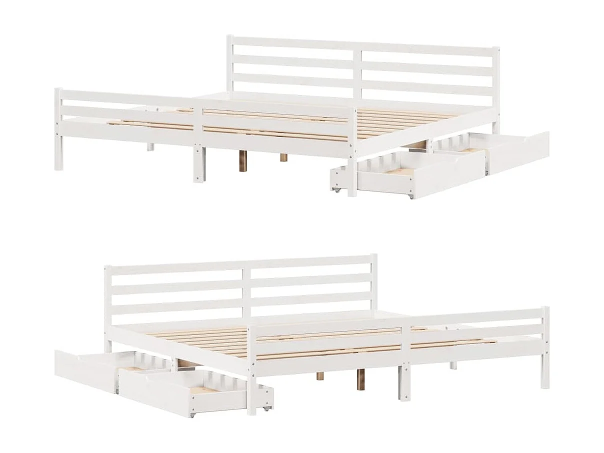 Cadre de lit sans matelas blanc 200x200 cm bois massif de pin