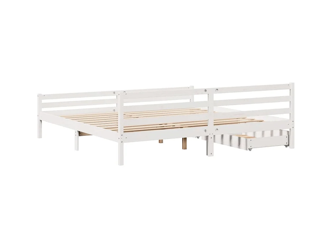 Cadre de lit sans matelas blanc 200x200 cm bois massif de pin