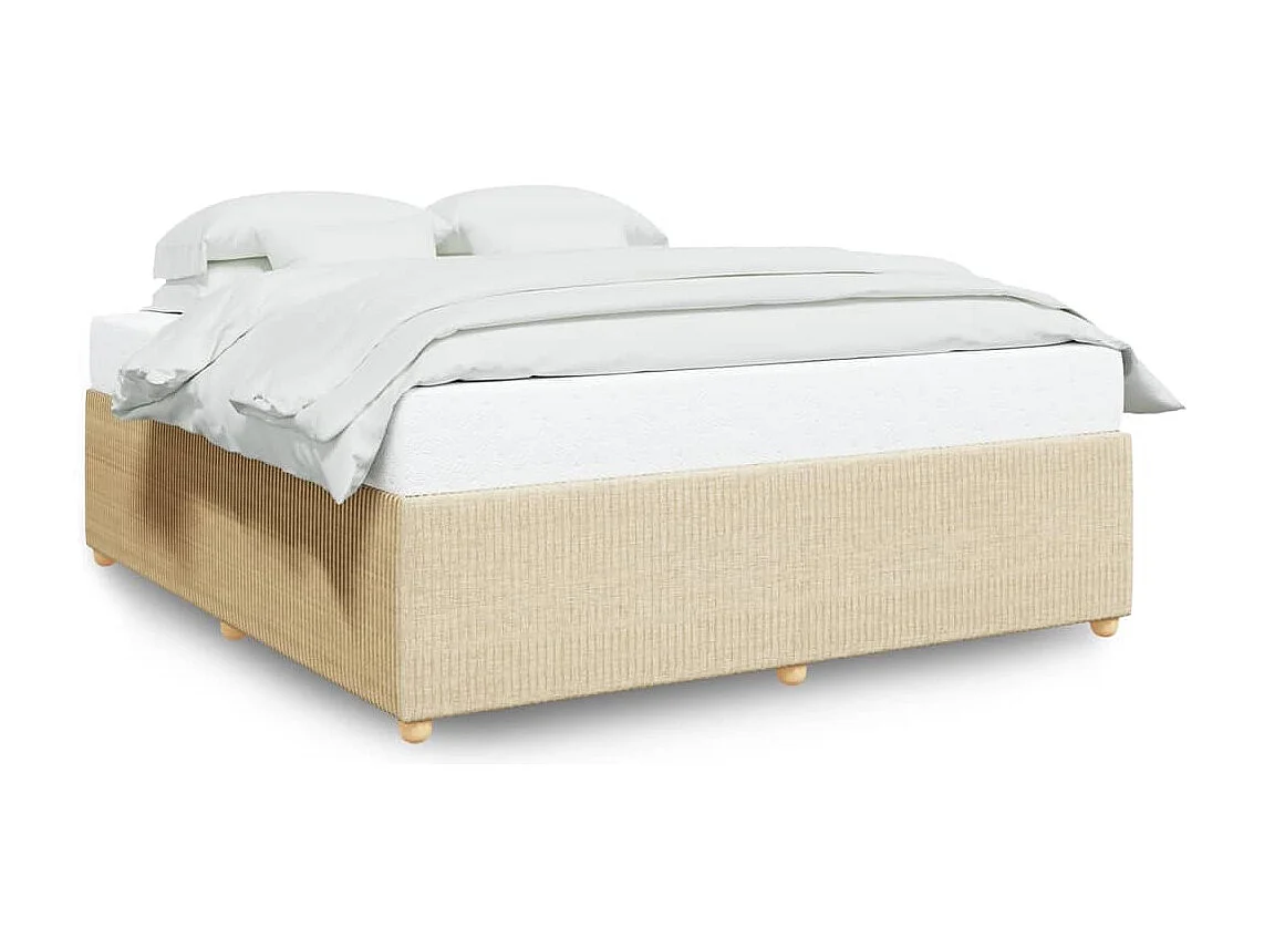 Cama sin colchón tela color crema 200x200 cm