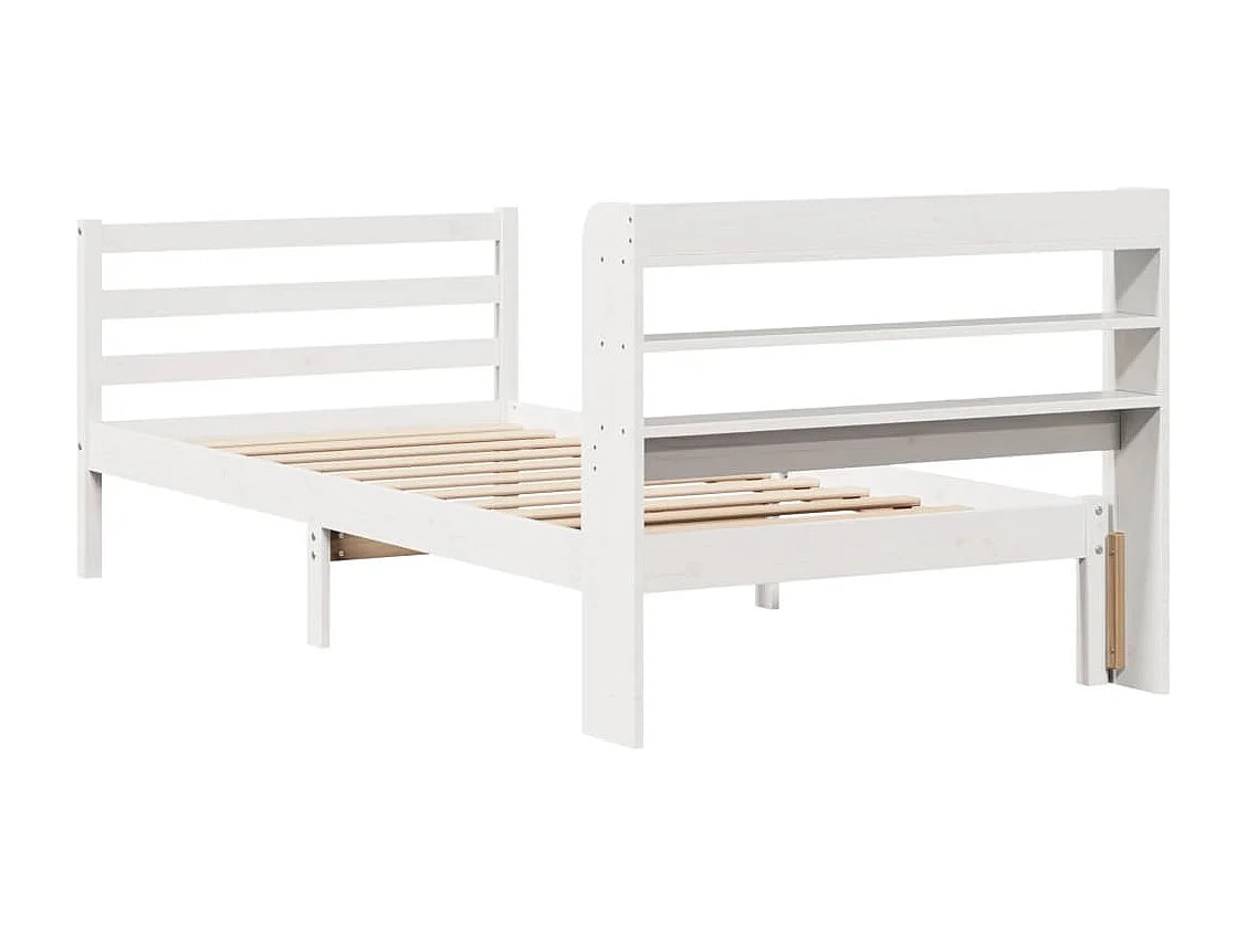 Estrutura de cama com cabeceira 100x200cm pinho maciço branco