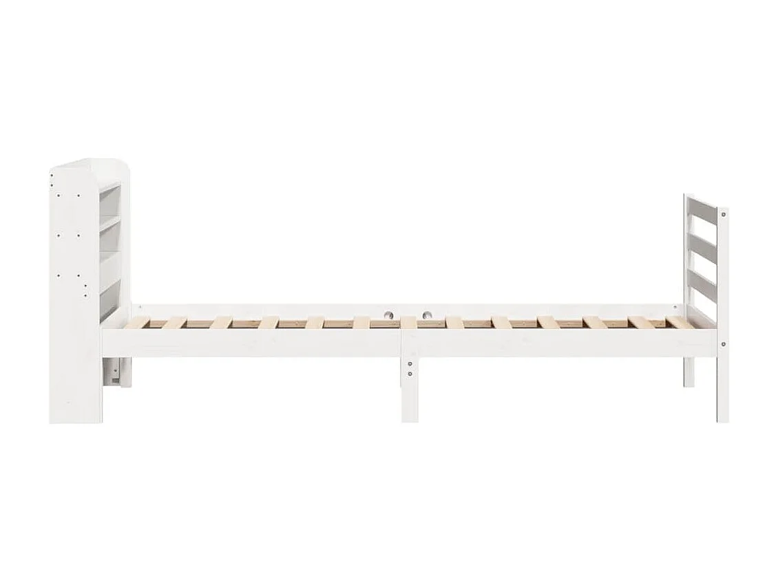 Estrutura de cama com cabeceira 100x200cm pinho maciço branco