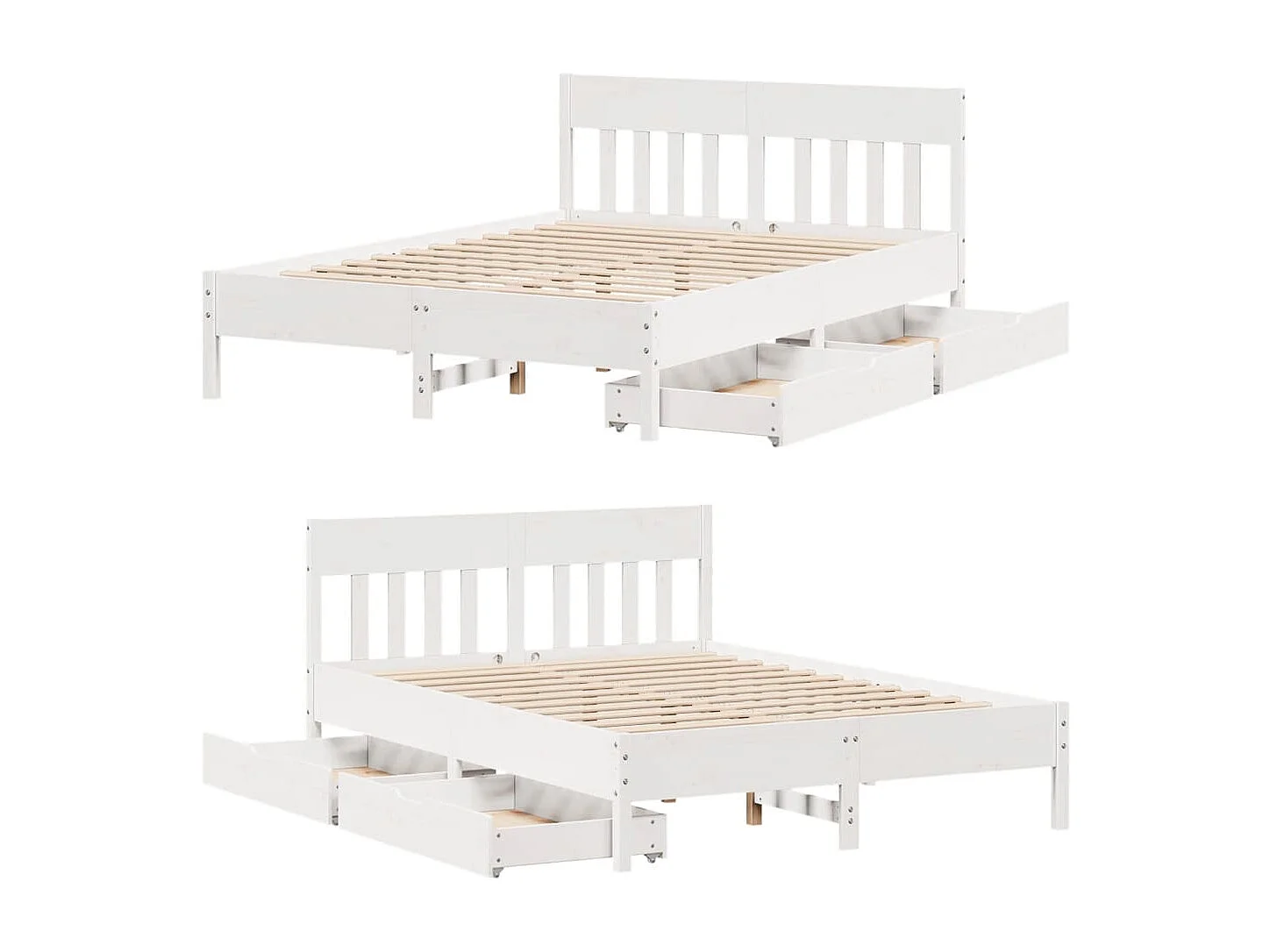 Cama sem colchão 140x190 cm madeira de pinho maciça branco