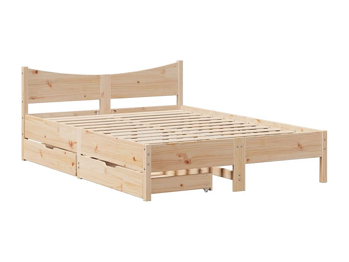 Estructura de cama con cajones madera maciza de pino 135x190 cm