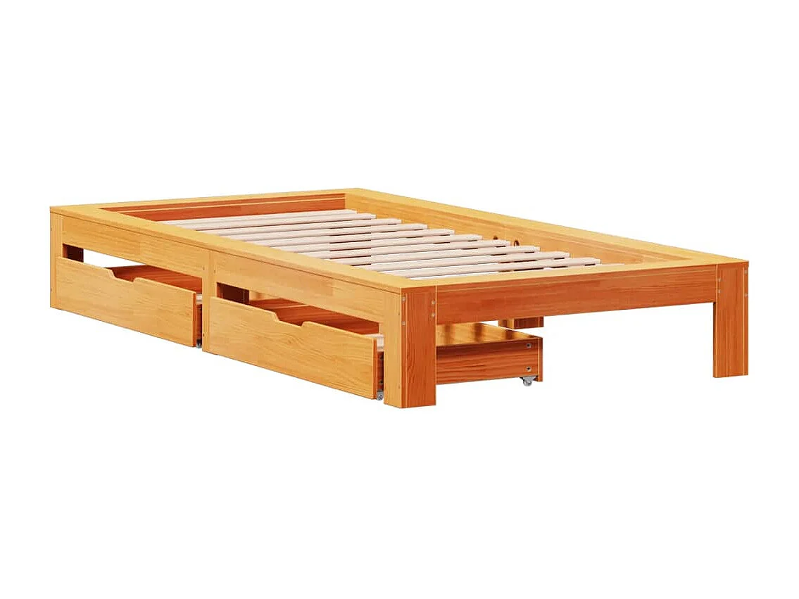 Cadre de lit sans matelas cire marron 100x200cm bois pin massif