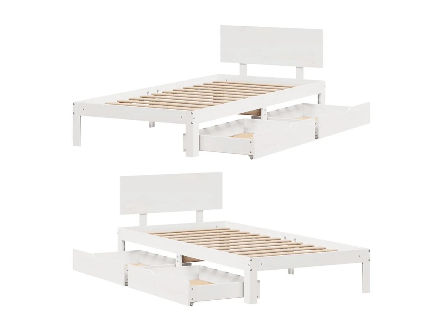 Estructura cama con cajones madera maciza pino blanco 90x200 cm