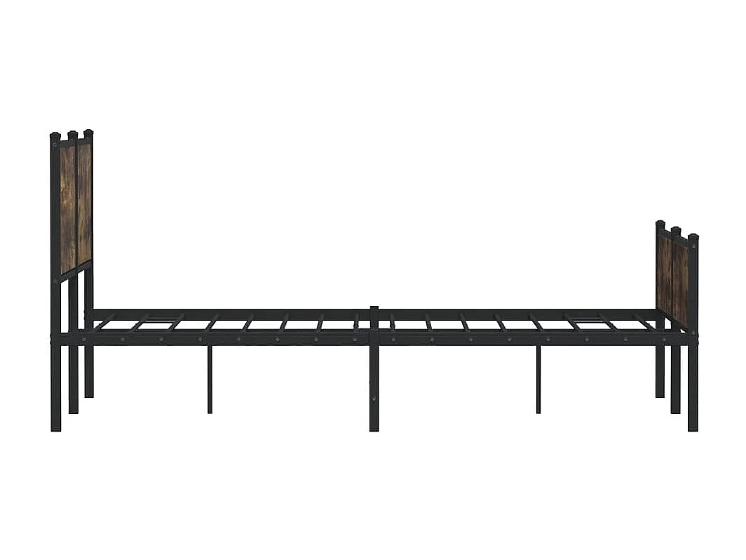 Cama con cabecero y pie de cama metal roble ahumado 137x190 cm