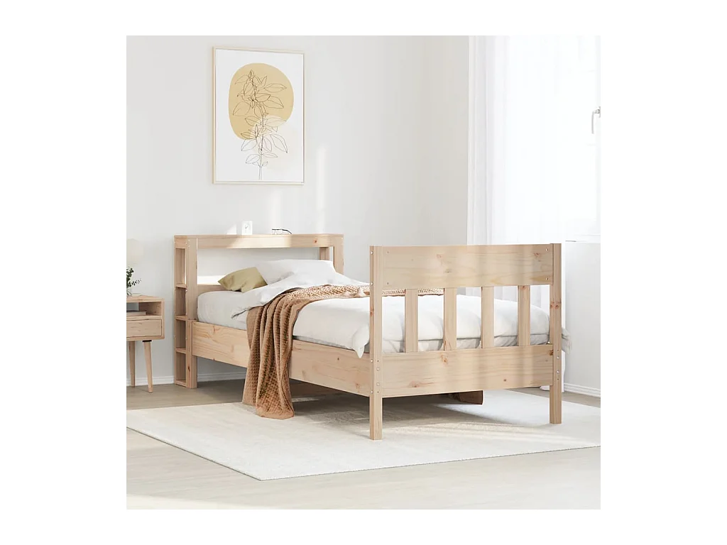 Estructura de cama sin colchón madera maciza de pino 90x200 cm