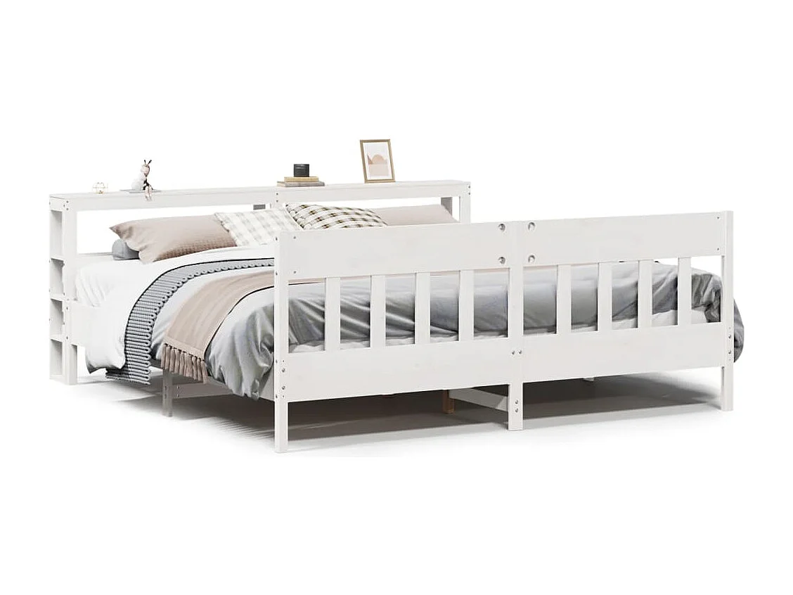 Cama sem colchão 180x200 cm madeira de pinho maciça branco
